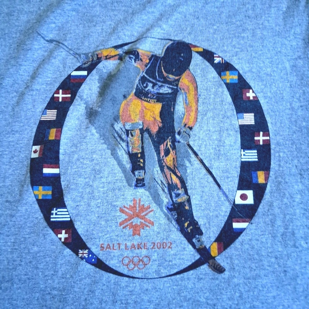 Vtg Olympics Salt Lake City 2002 Size Large Gray Heather Graphic Tee‎ Shirt Y2K